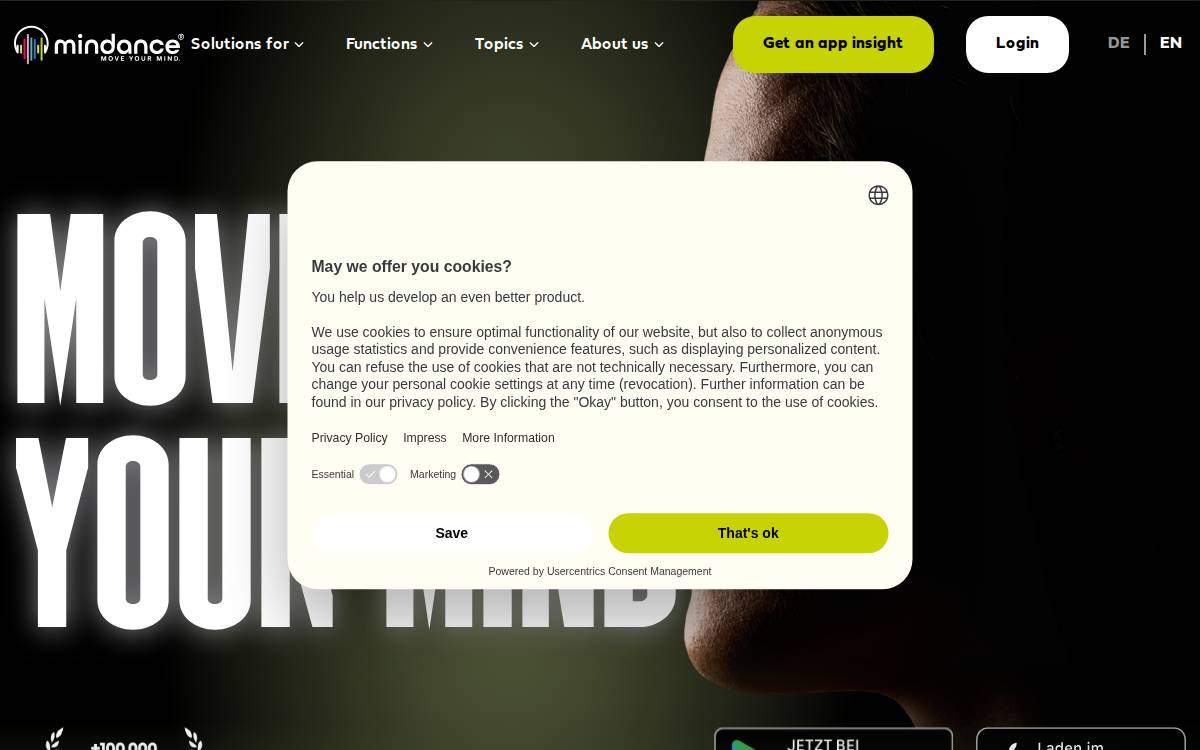 Mindance website preview