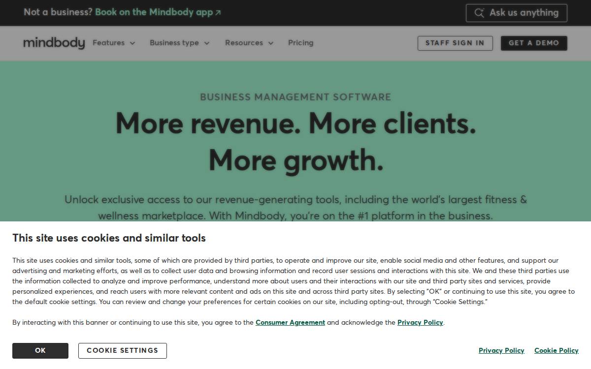MindBody website preview