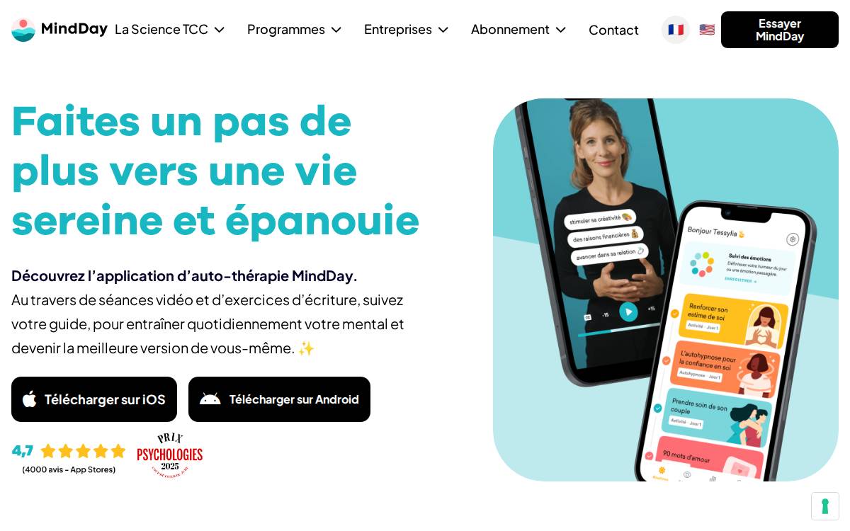 Mindday website preview