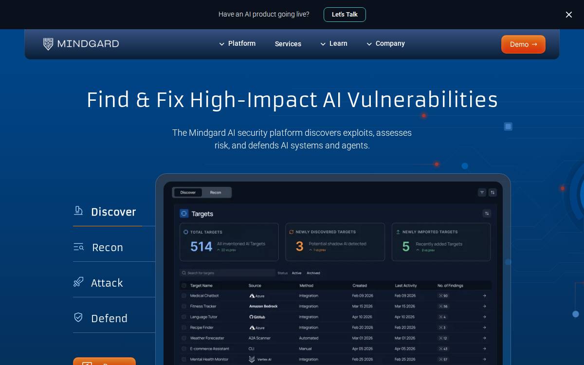 Mindgard website preview