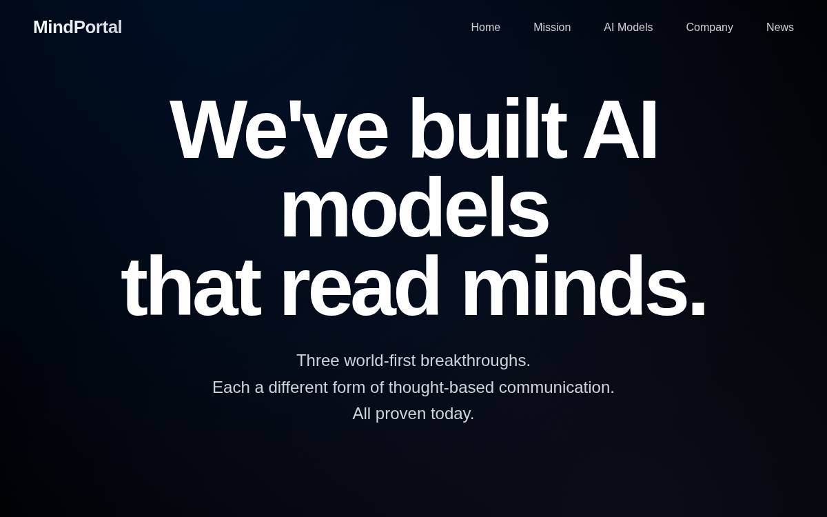 MindPortal website preview