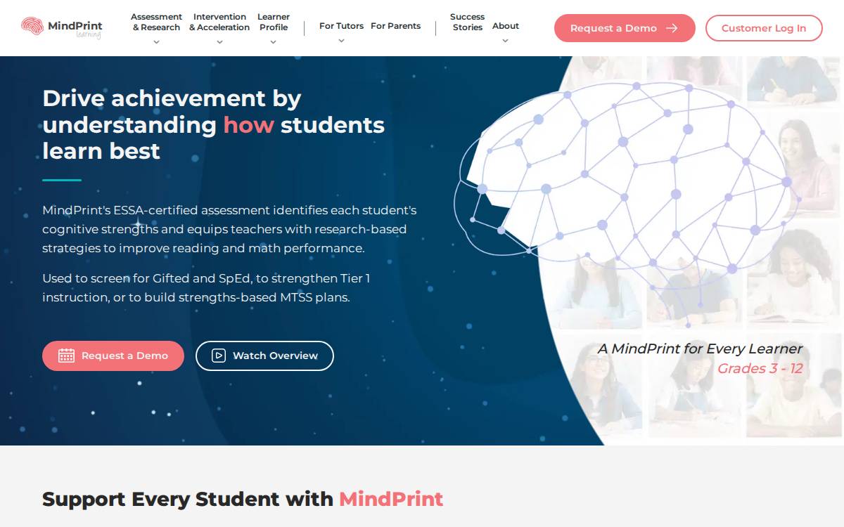 Mindprint Learning website preview
