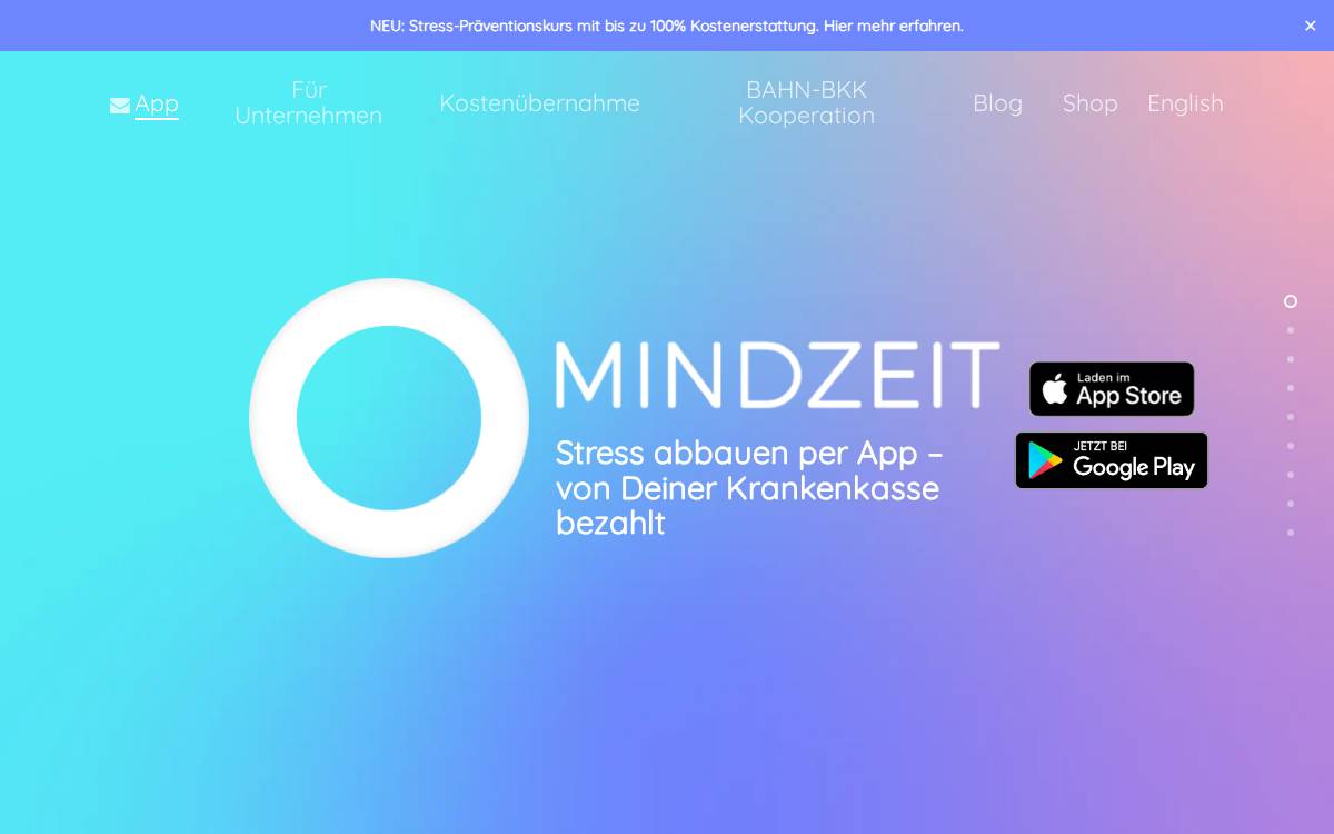 MINDZEIT website preview