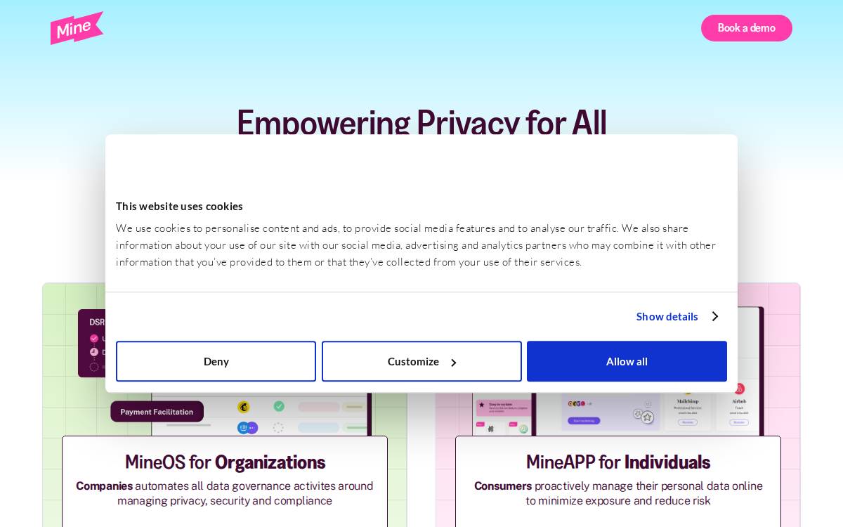 Mine website preview
