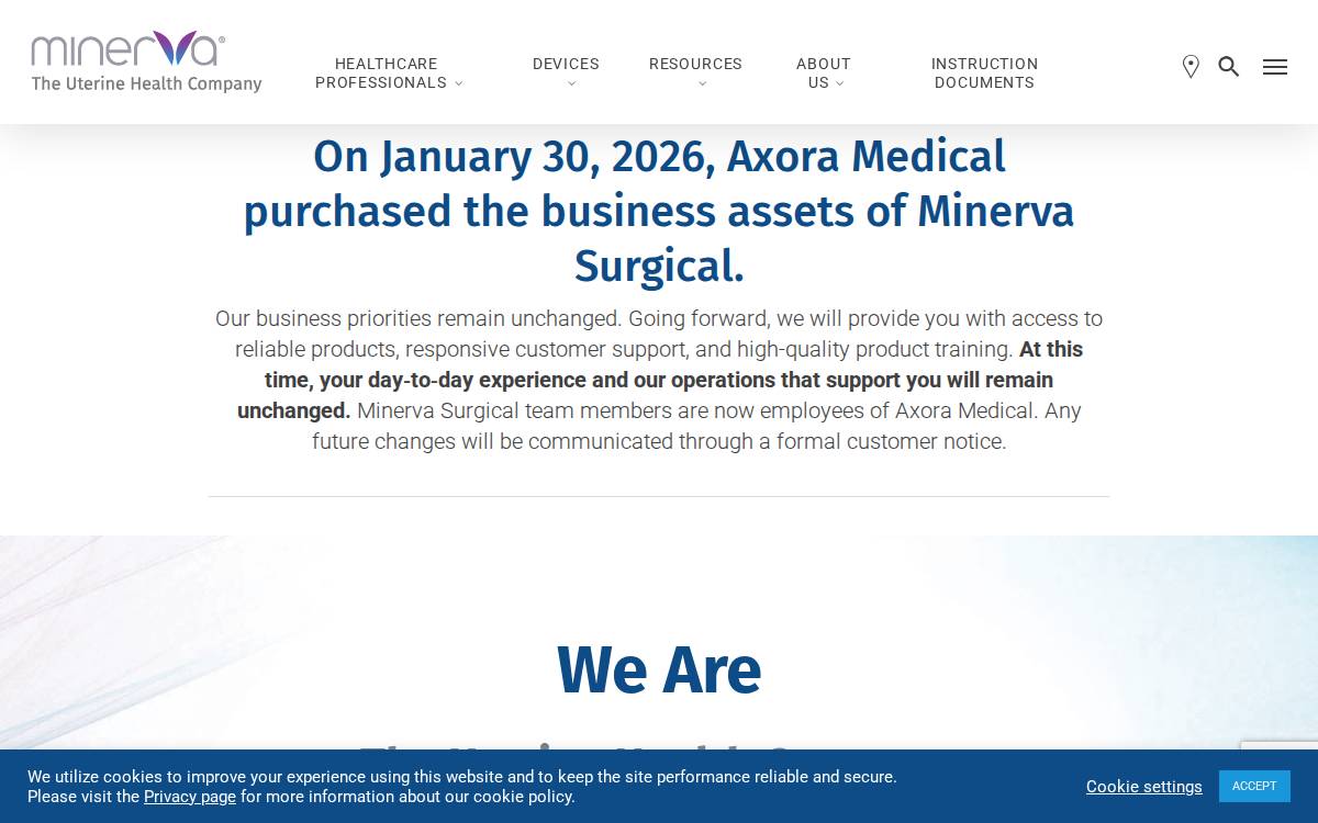 Minerva Surgical website preview