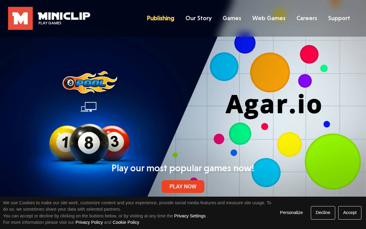 Miniclip website preview