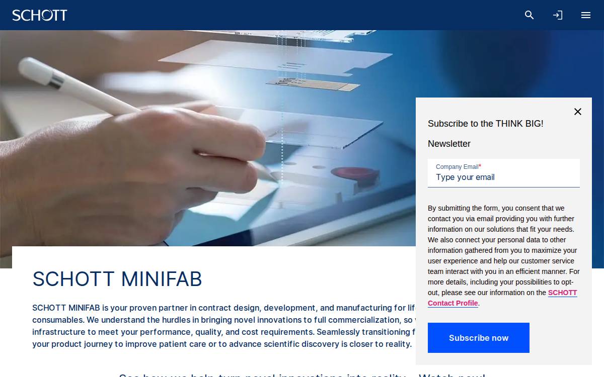MiniFab website preview