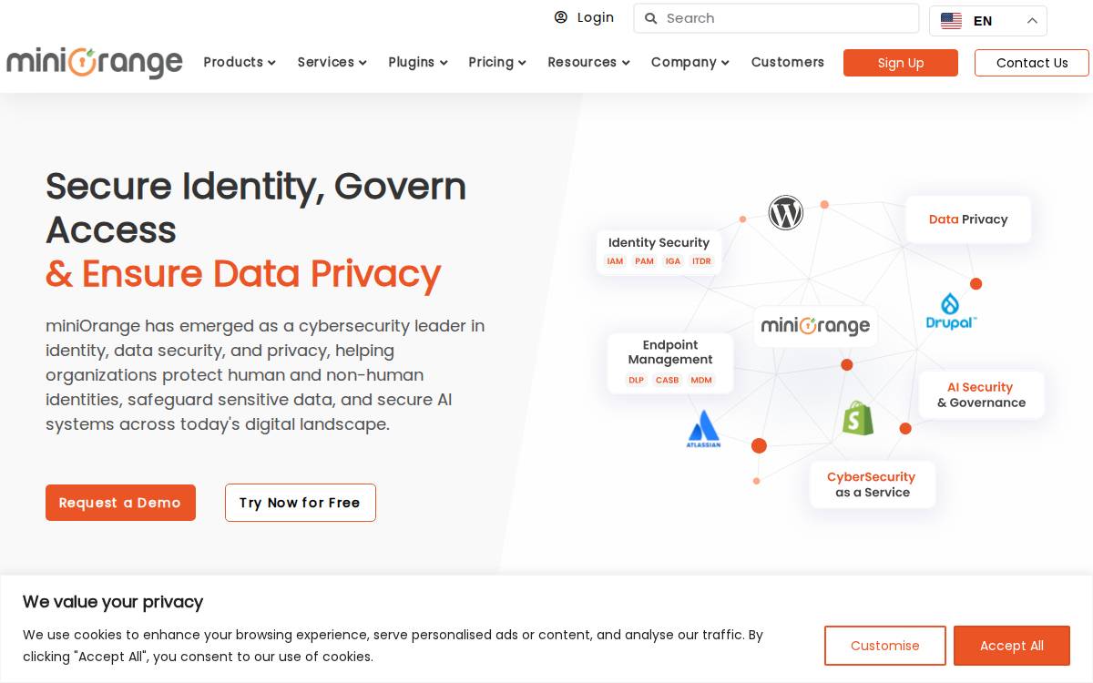 miniOrange website preview