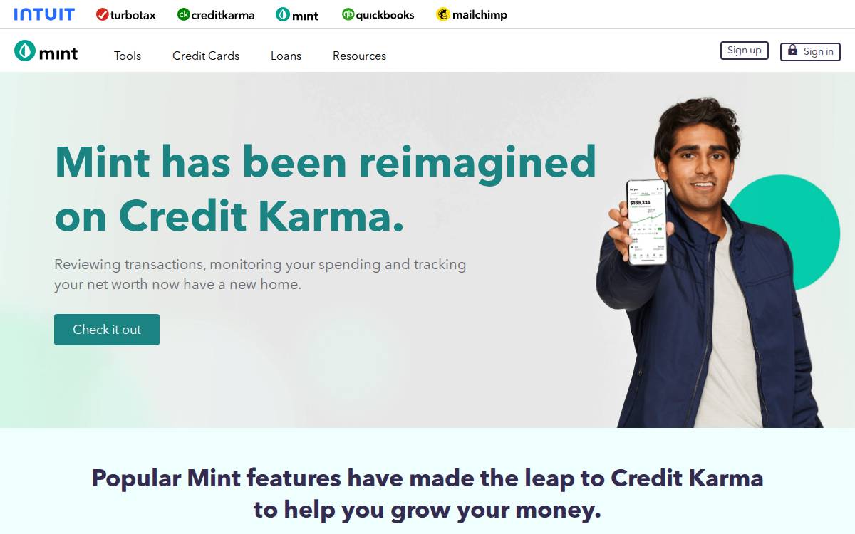 Mint website preview