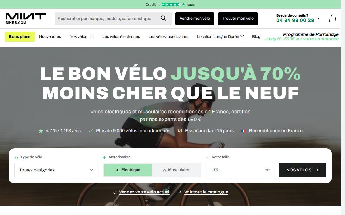 Mint Bikes website preview