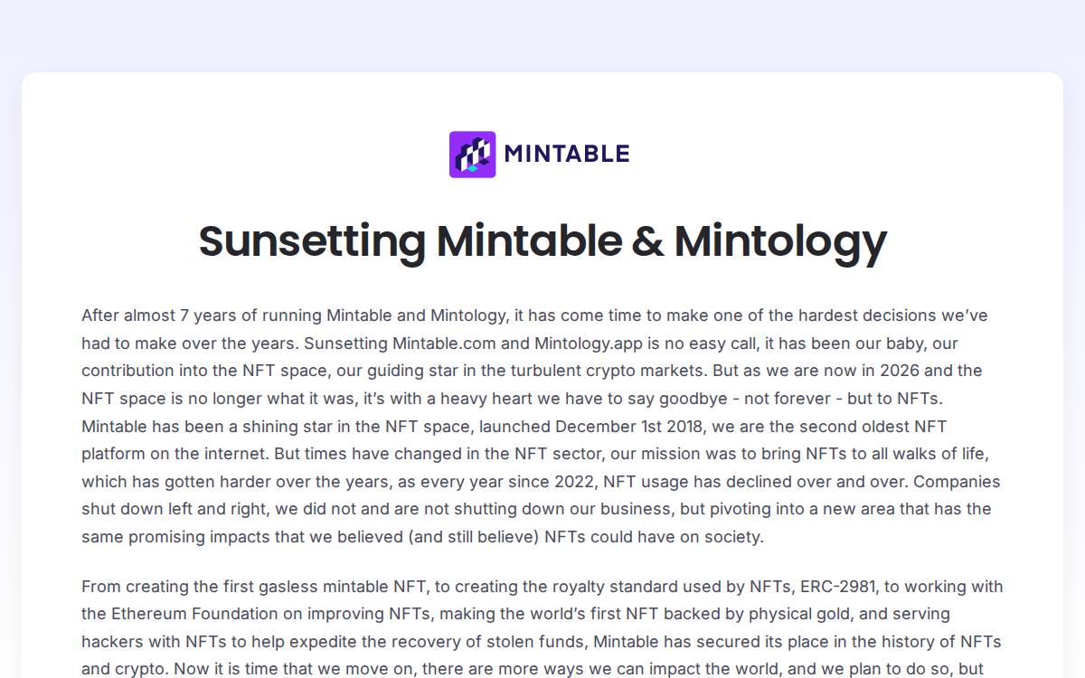 Mintable website preview