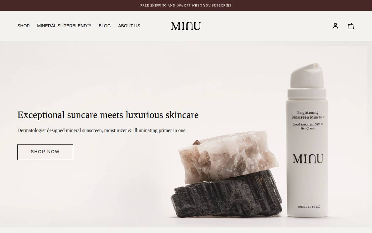 Minuskincare website preview