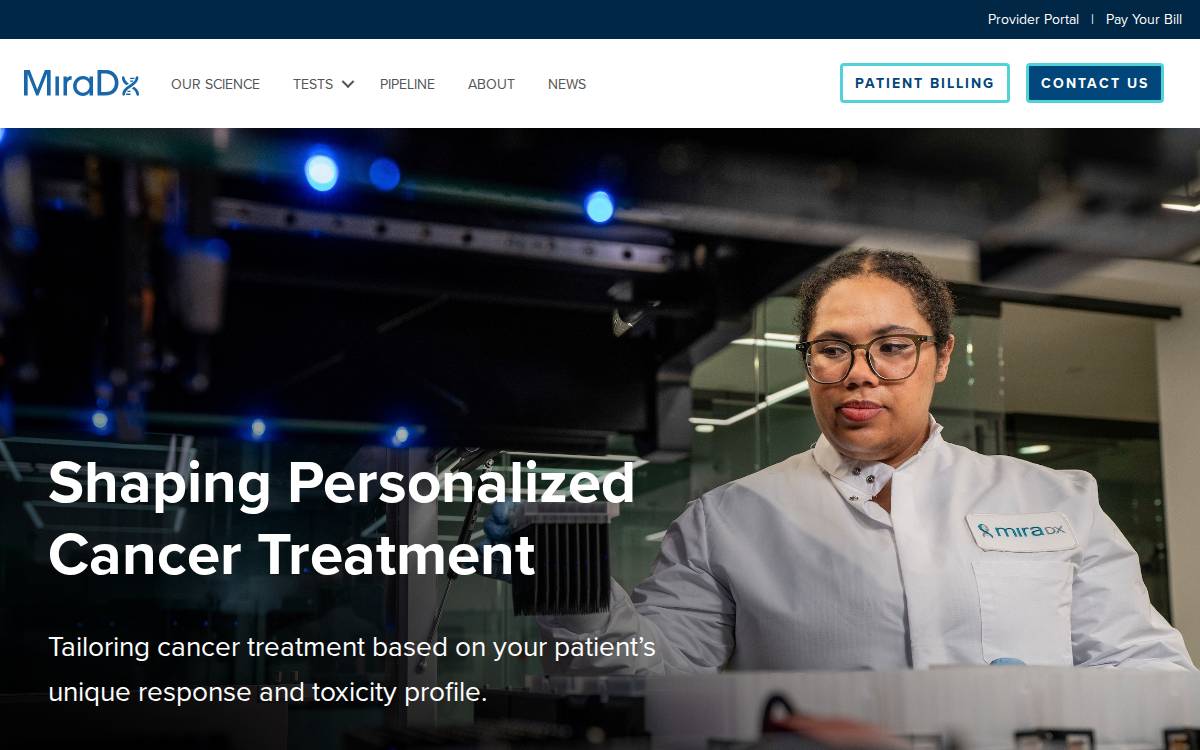 MIRA DX, Inc. website preview