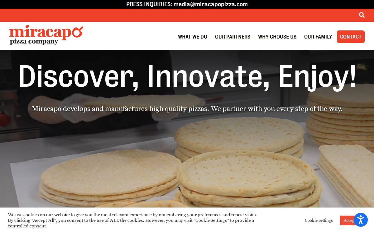 Miracapo Pizza Company website preview
