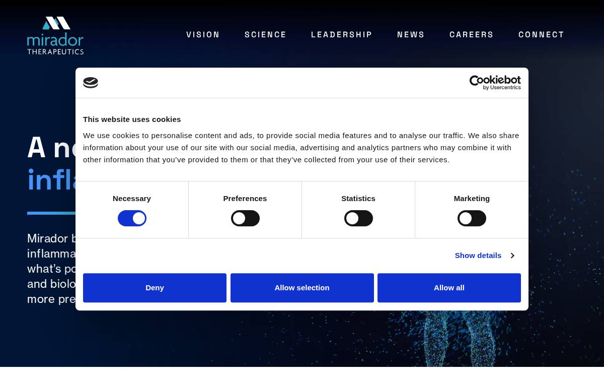 Mirador Therapeutics website preview