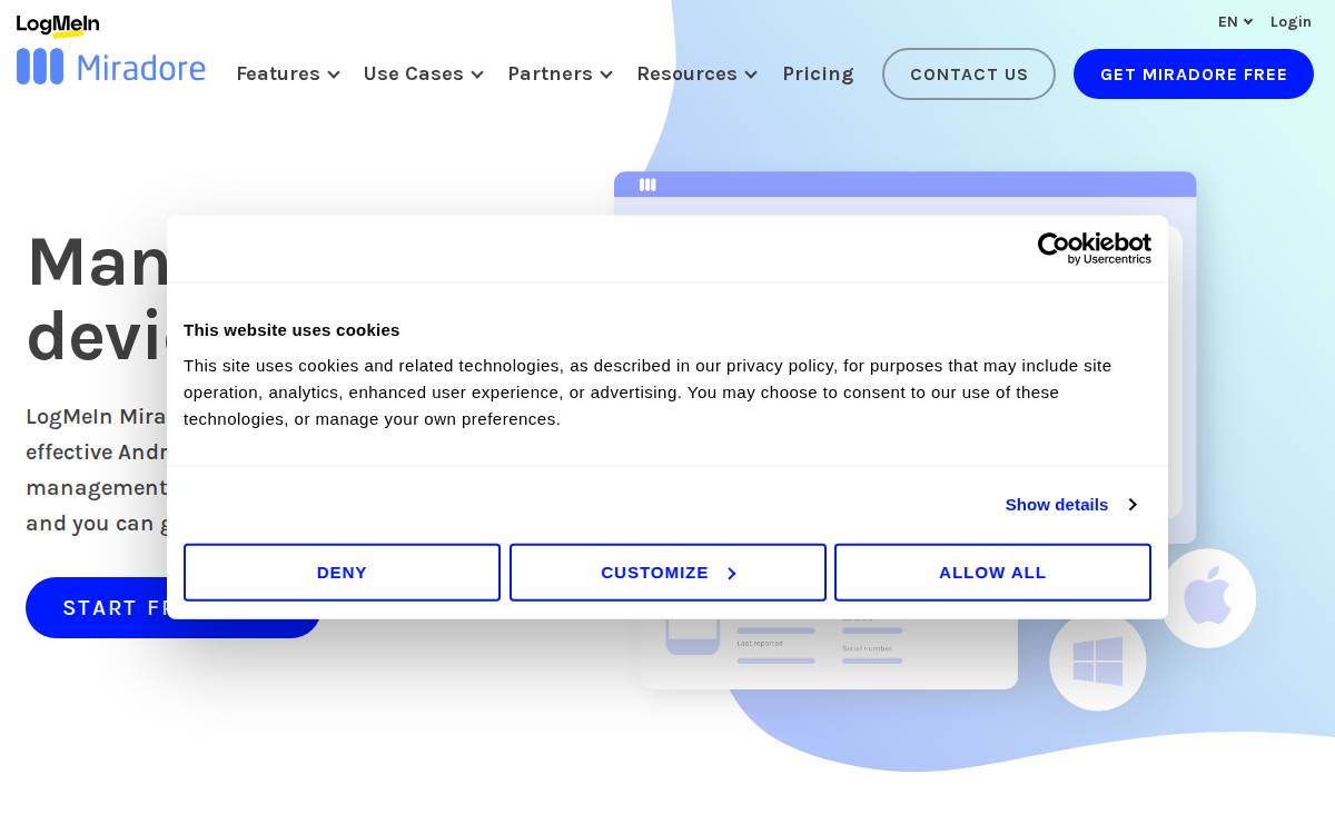 Miradore website preview
