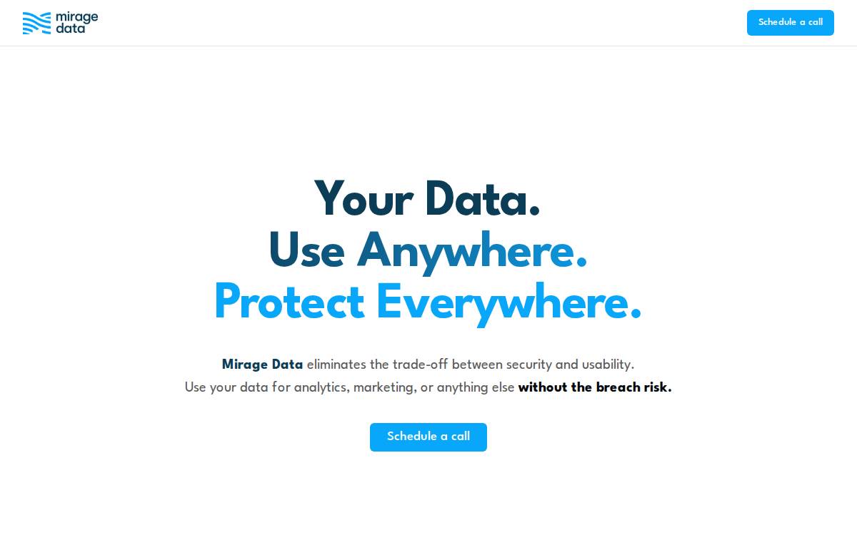 Mirage Data website preview