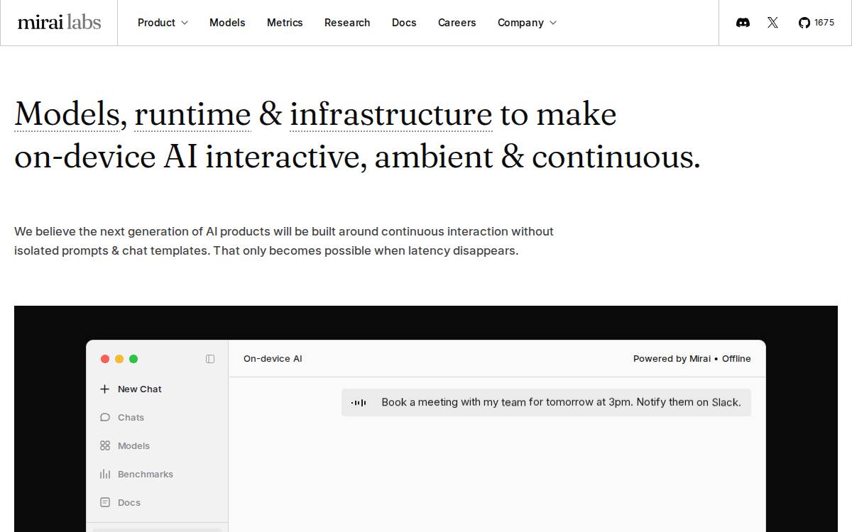 Mirai website preview