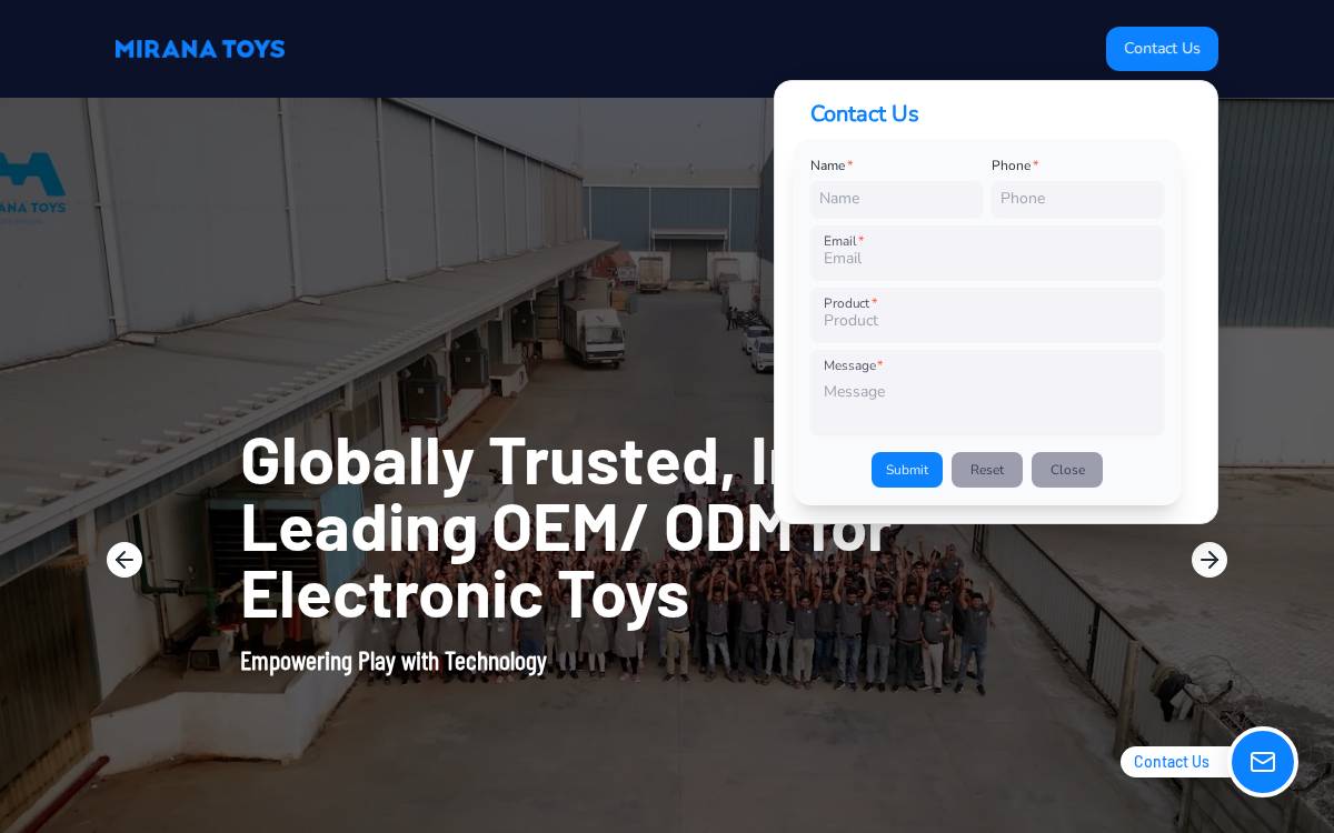Miranatoys website preview
