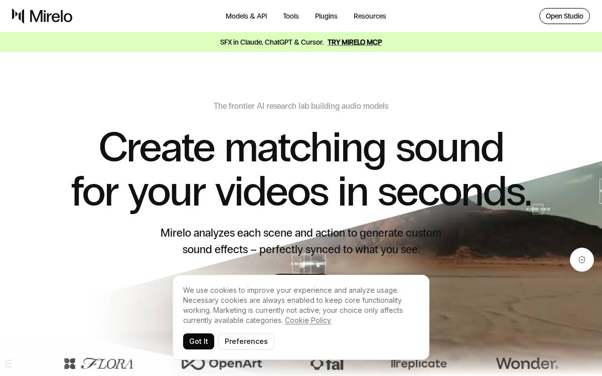 Mirelo AI website preview