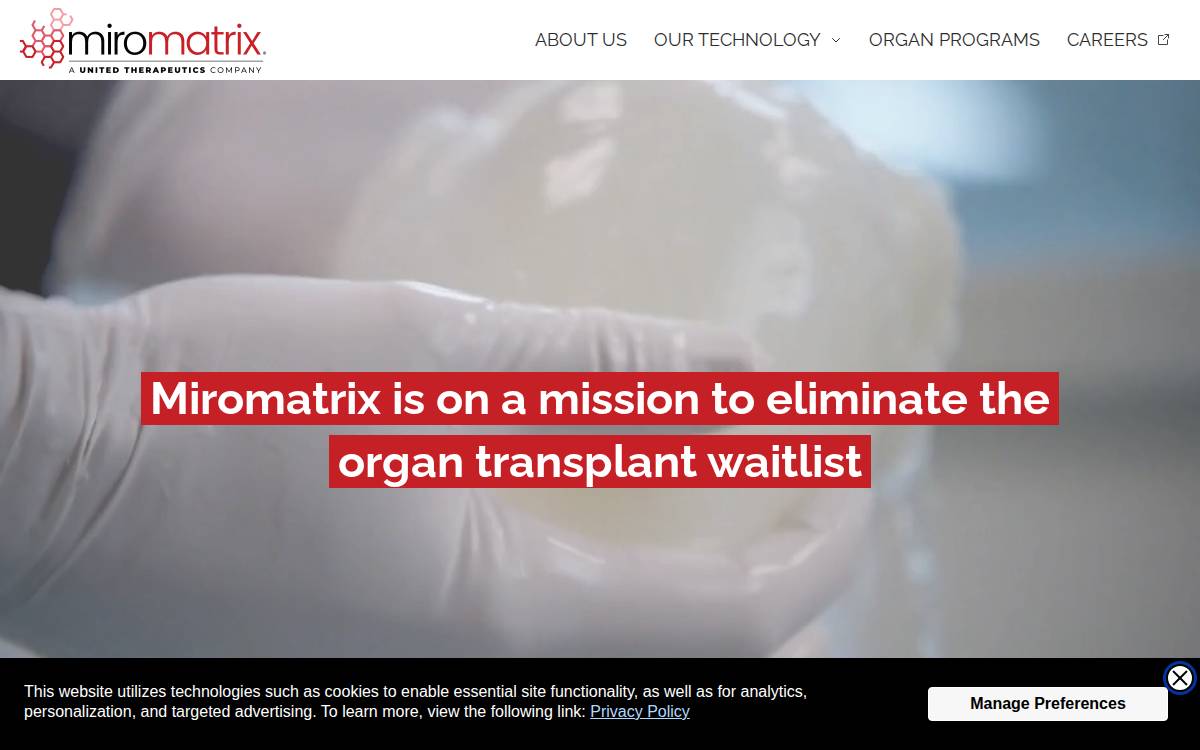 Miromatrix website preview
