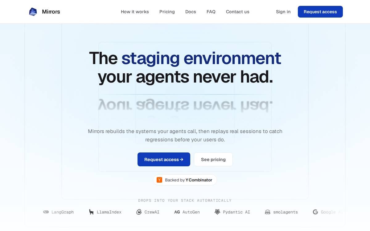 Mirrors website preview