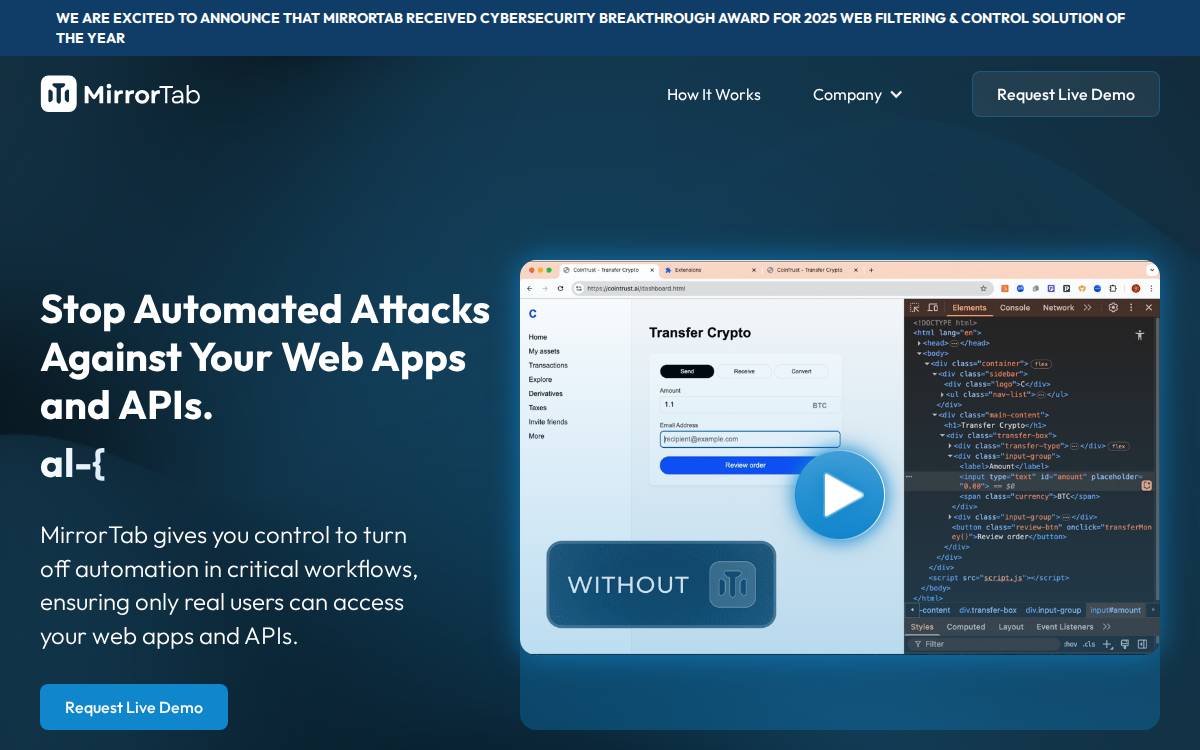 MirrorTab website preview