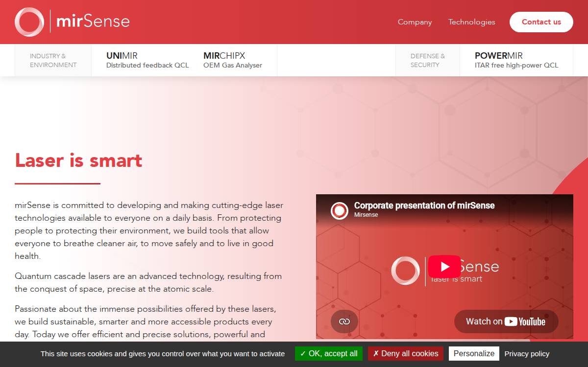 Mirsense website preview