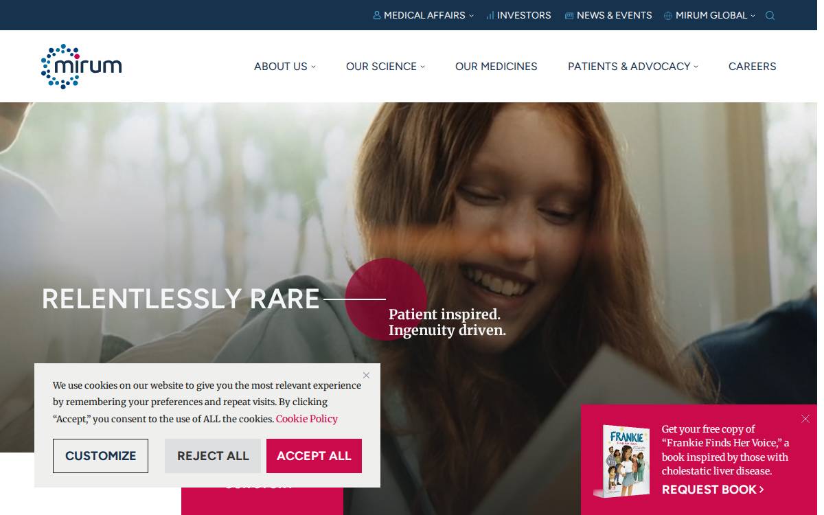 Mirum Pharmaceuticals website preview