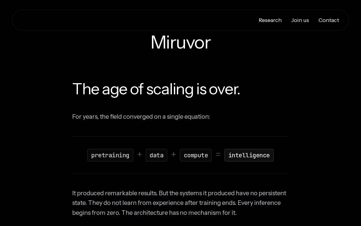 Miruvor AI Inc. website preview