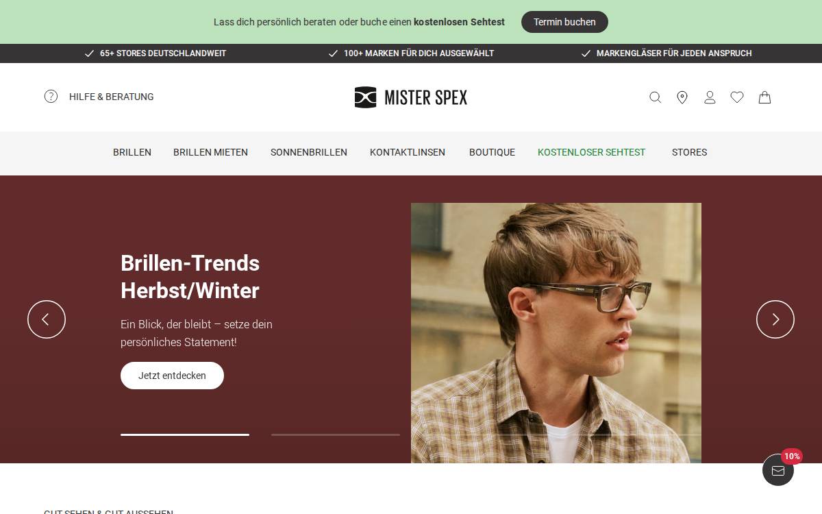 Mister Spex website preview