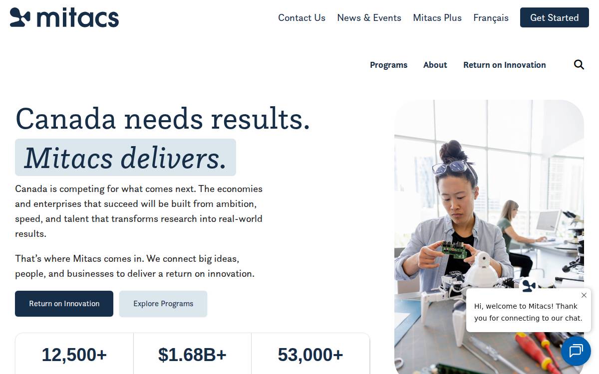 Mitacs website preview
