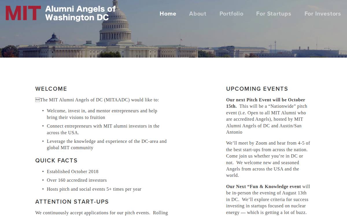 Mitalumniangelsdc website preview