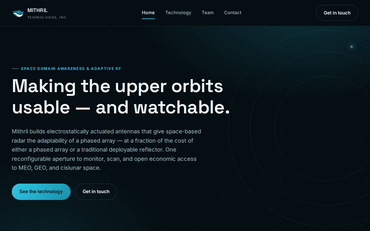 Mithril Technologies website preview