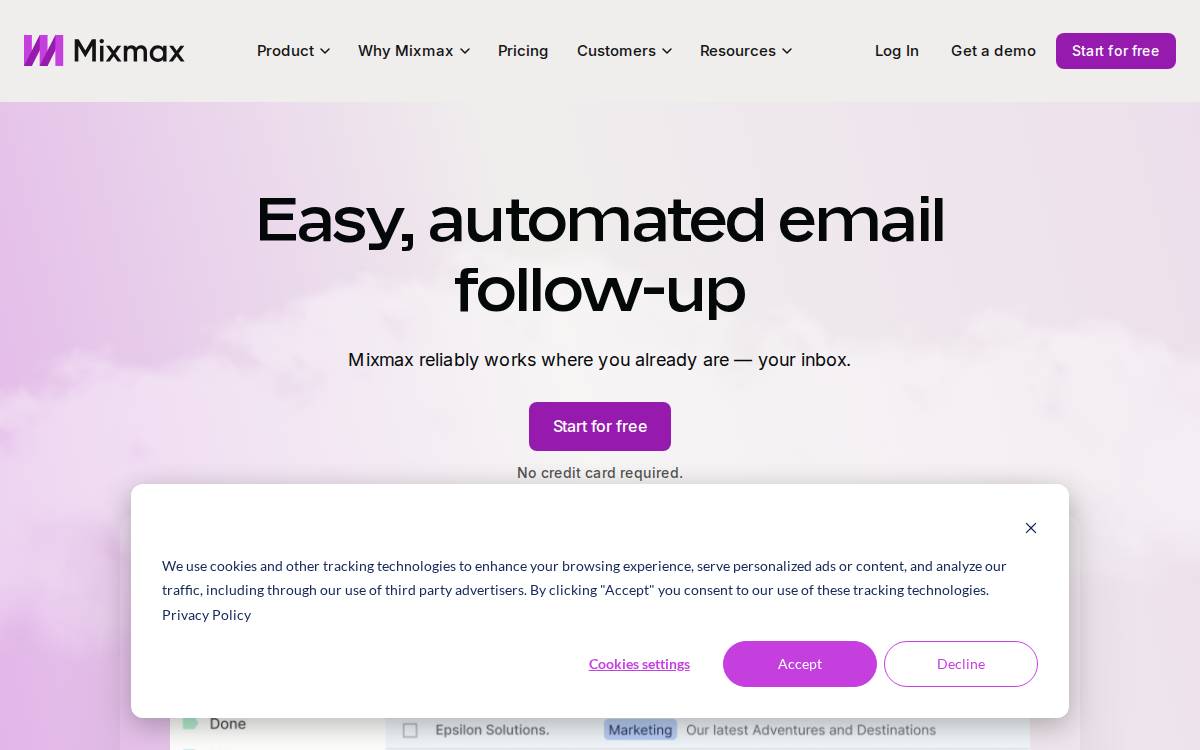 Mixmax website preview