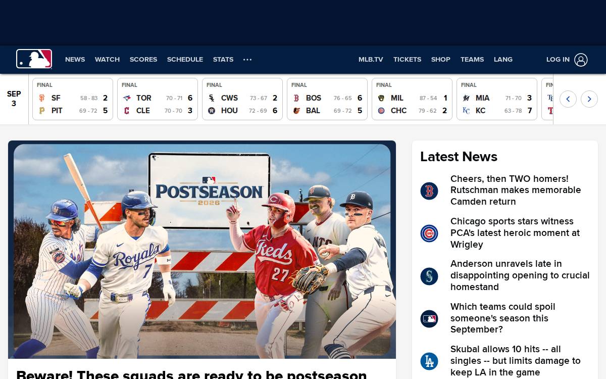 Mlb website preview