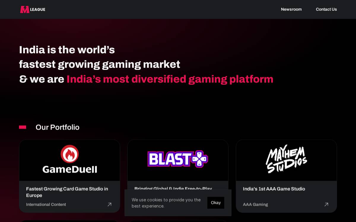 Mleague website preview