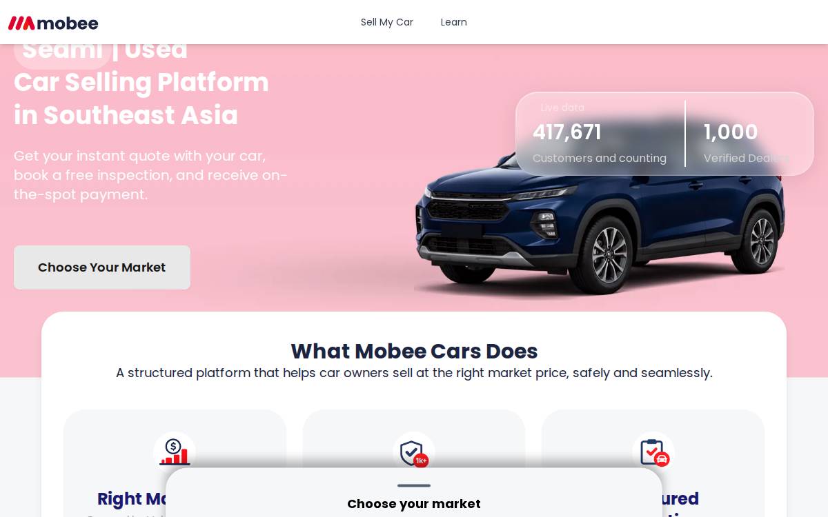 Mobeecars website preview