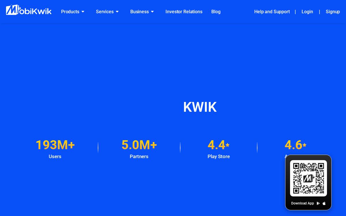 MobiKwik, Homepage website preview