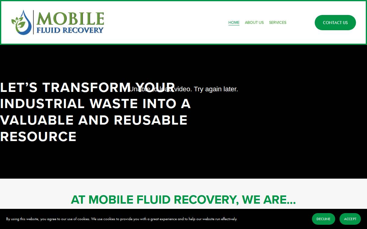 Mobile Fluid Recovery website preview