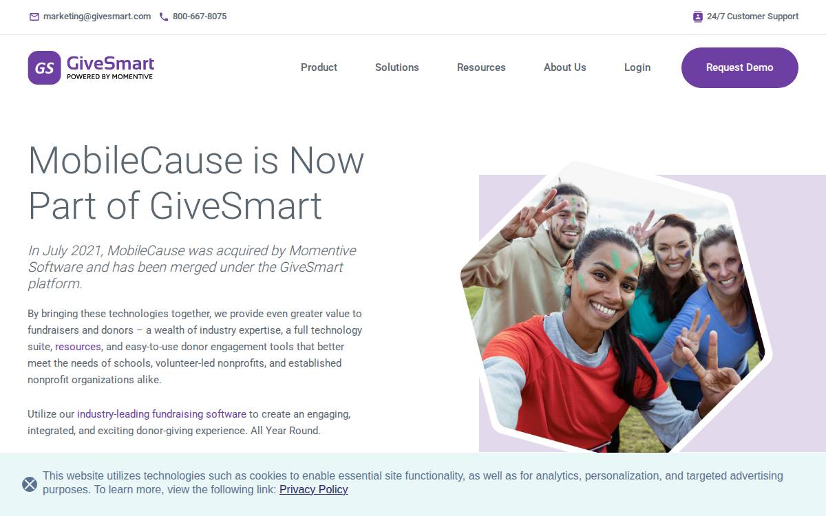 MobileCause website preview