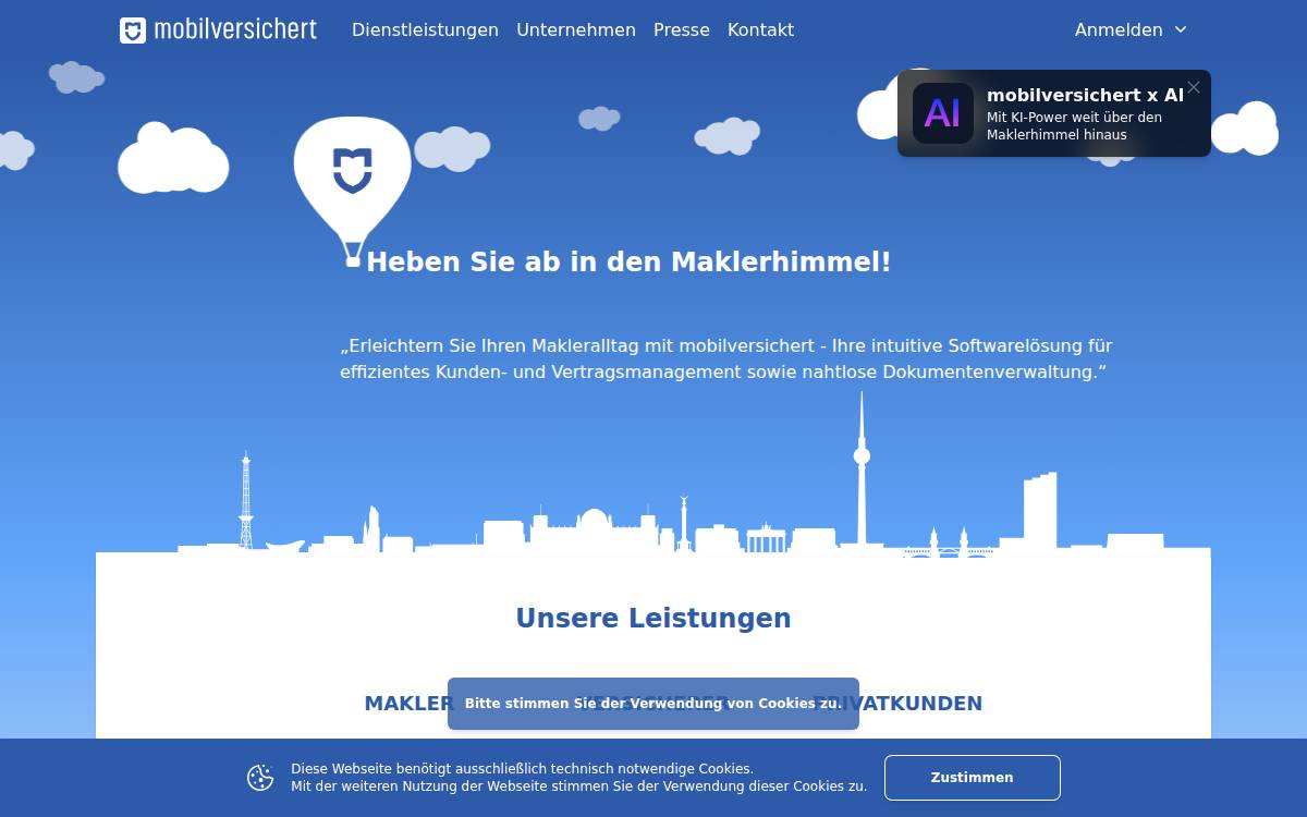 Mobilversichert website preview