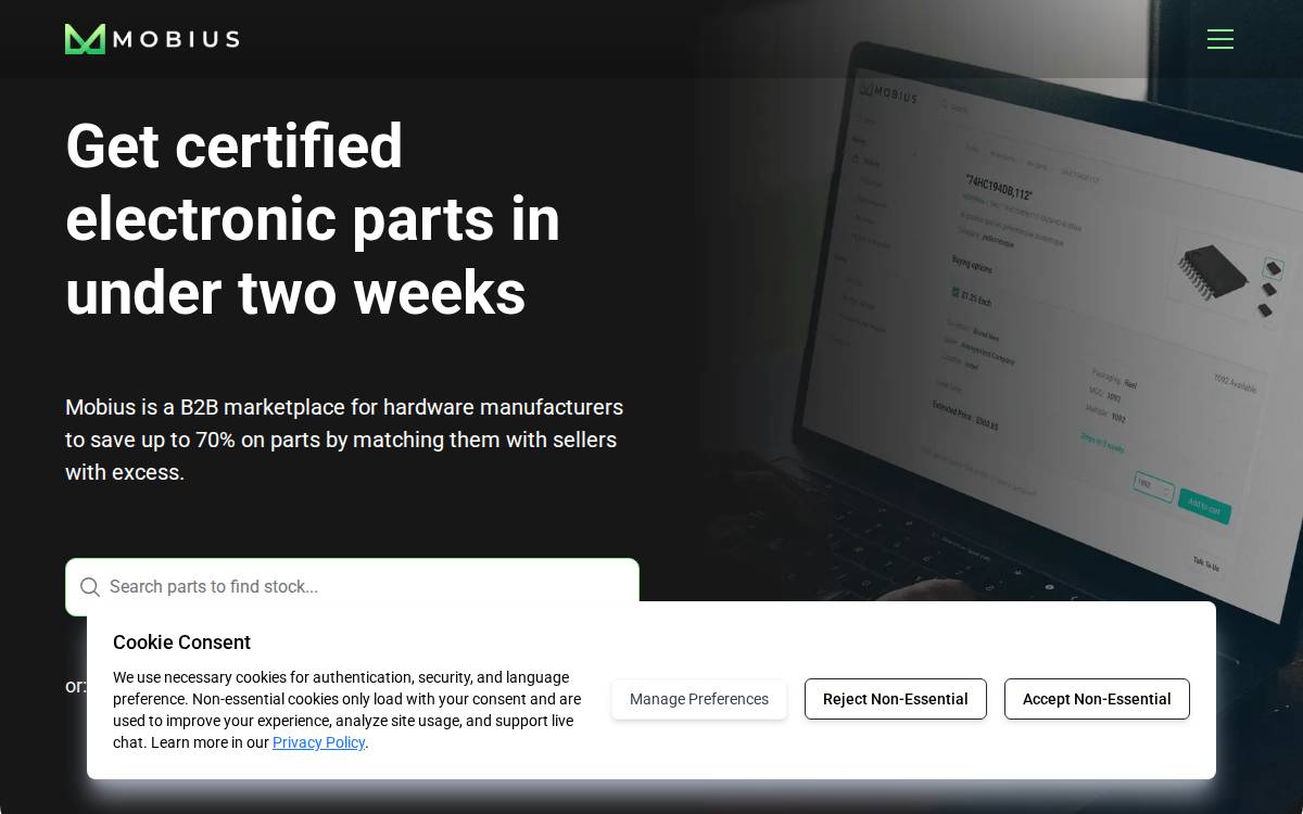 Mobius Materials website preview
