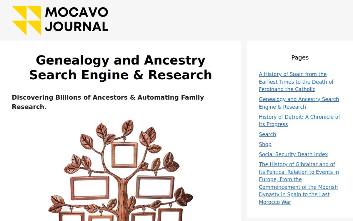 Mocavo website preview