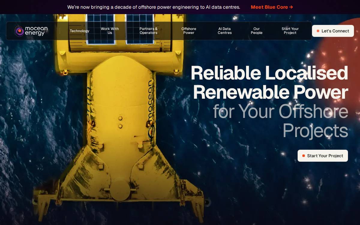 Mocean Energy website preview