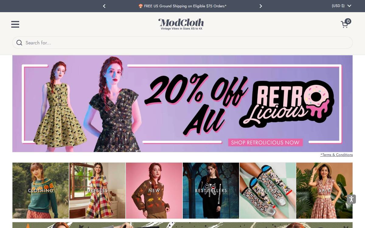 Modcloth website preview