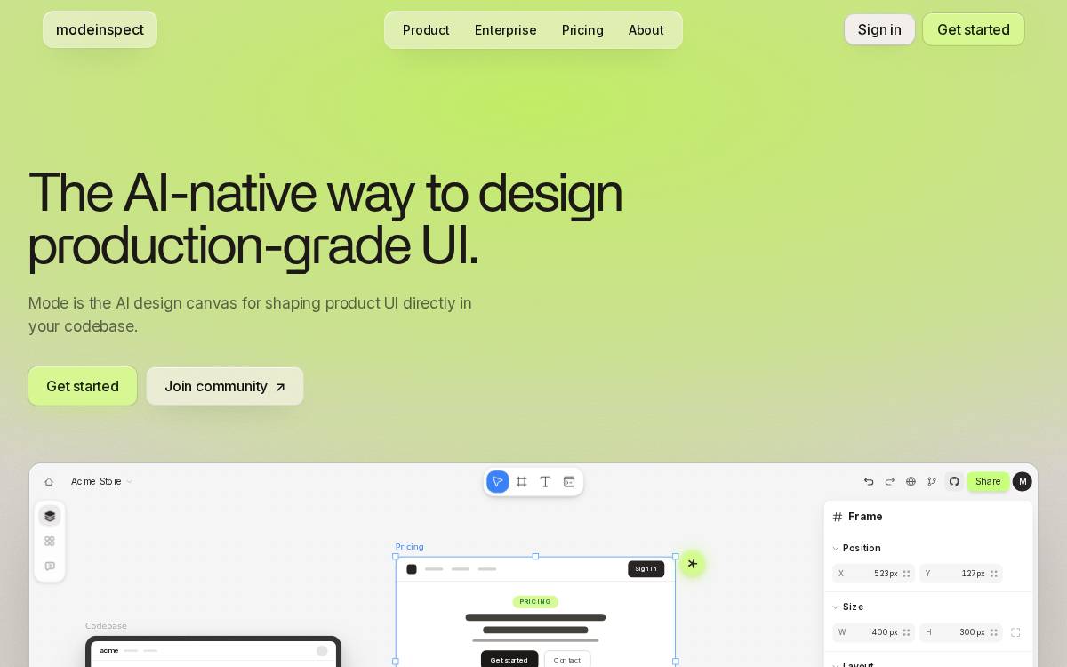 Modeinspect website preview