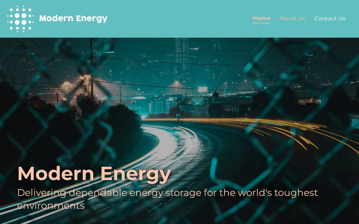 Modern Energy Storage website preview