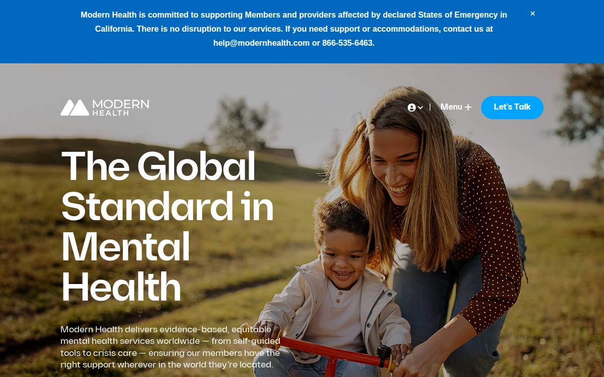 Modern Health website preview