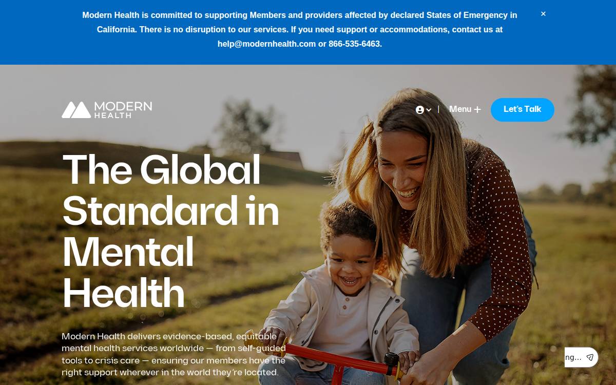 Modern Health website preview